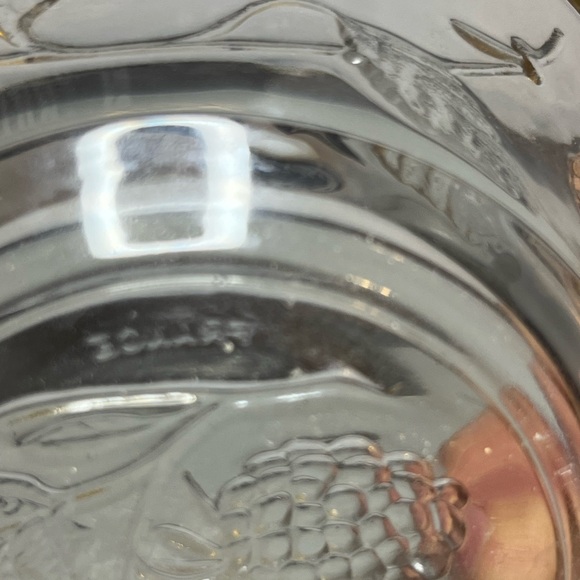 Vintage French Glass Jam Marmalade Berry Bowl Raspberry Pattern Gold Rim W/Spoon - Picture 2 of 4